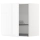 A white METOD kitchen cabinet with a black wire dish drainer inside, mounted on the right side.