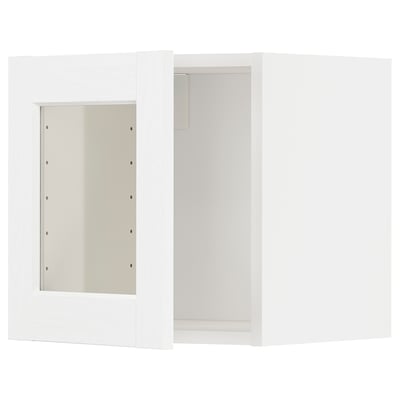 METOD kitchen unit: white cabinet with glass door, modern design.