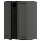 METOD wall cabinet: black, square, modern design, dark painted wood, adjustable shelf.