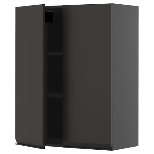METOD black wall cabinet with two shelves, sleek design, integrated handle.