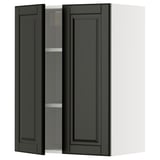 METOD wall cabinet, black, rectangular, beveled edges, dark wood-like finish, with one adjustable shelf.