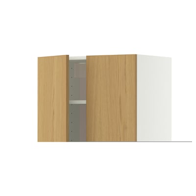 METOD Wall cabinet with shelves/2 doors, white/Sinarp oak veneer, 60x80 cm