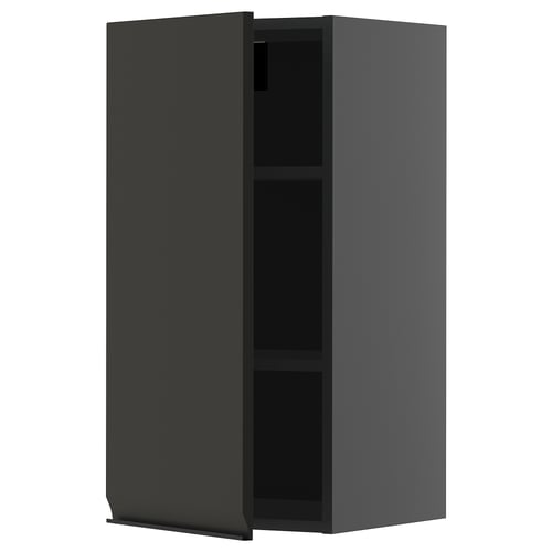 Modern black METOD kitchen cabinet with adjustable shelves.