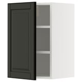 This image shows a black METOD wall cabinet with a white frame, featuring an adjustable shelf inside.