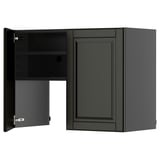 Black METOD kitchen cabinet with adjustable shelf and beveled doors, sleek modern design.