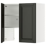 Black METOD kitchen cabinet with adjustable shelf, beveled edges, and swing hinge.