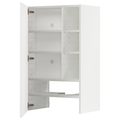 White METOD cabinet, empty with three shelves, open door.