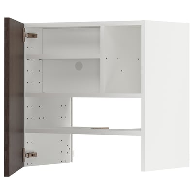 METOD kitchen cabinet, dark brown sinarp fronts, oak veneer, adjustable shelves, sturdy frame.