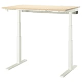 MITTZON desk, white, adjustable height, rectangular top, sleek legs, minimalist design.
