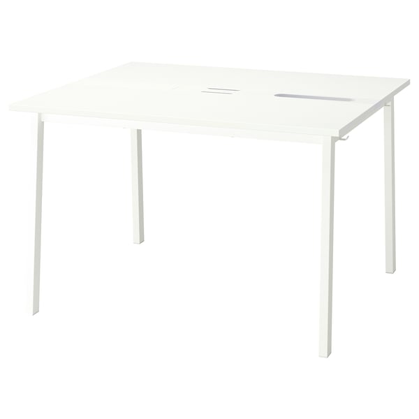MITTZON white square office table, four legs, melamine surface.