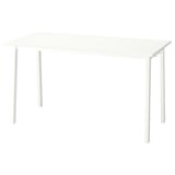 The MITTZON is a white, rectangular office table made of melamine and particleboard with a stain-resistant surface.