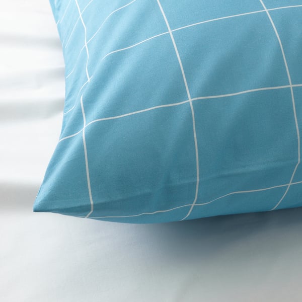 MÖJLIGHET Quilt cover and pillowcase blue, graphical patterned IKEA