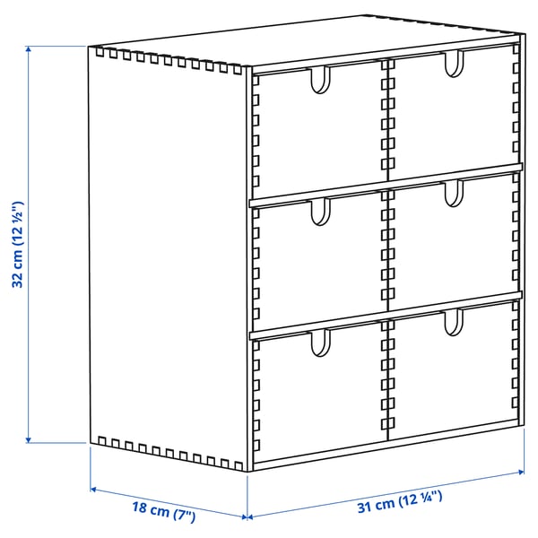 MOPPE Mini chest of drawers, birch plywood, 31x18x32 cm