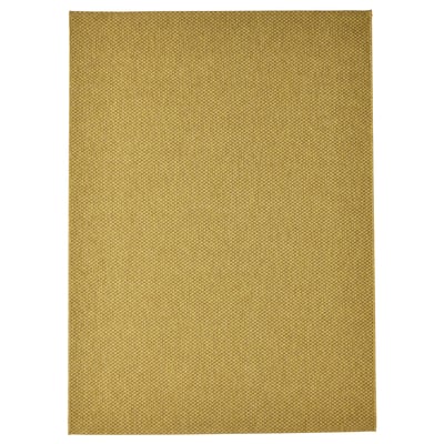 Olive-colored MORUM rug, flat-woven polypropylene with outdoor use.