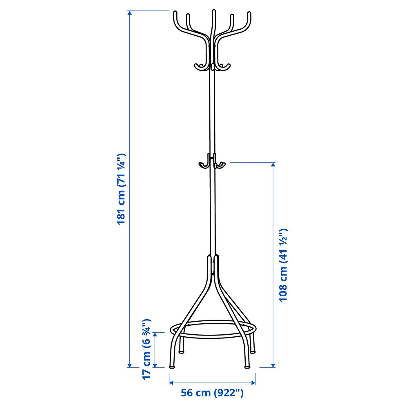 NIPÅSEN hat and coat stand, black, 181 cm - IKEA