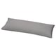 A gray, rectangular body pillow with a smooth design, made from 100% cotton.