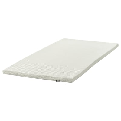 IKEAs norrberget white memory foam mattress topper. It provides pressure relief and has a removable, washable cover.