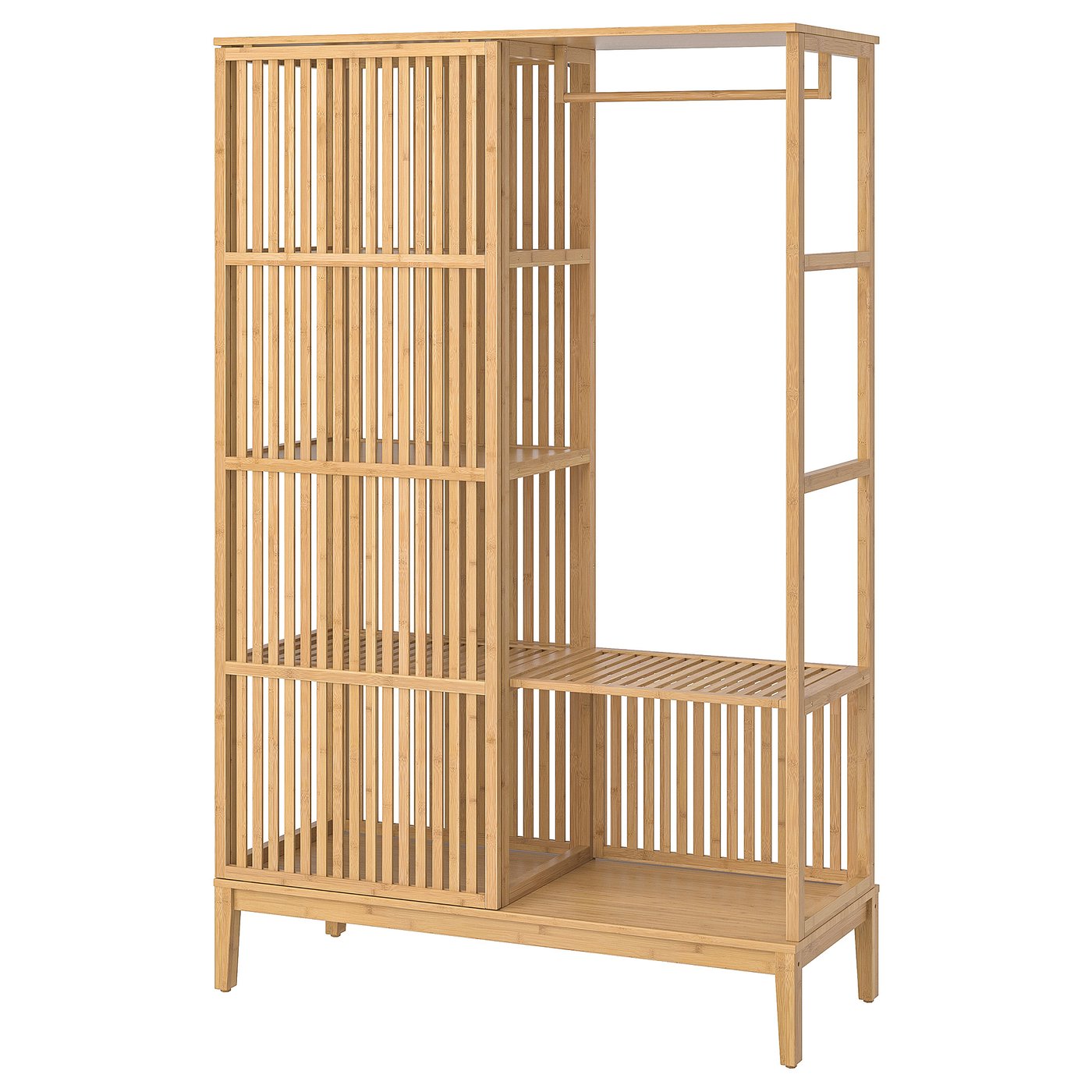 NORDKISA open wardrobe with sliding door, bamboo, 120x186 cm IKEA