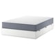 NORDLI bed in white with blue-gray mattress, square shape, and six storage drawers. Clean, modern design.