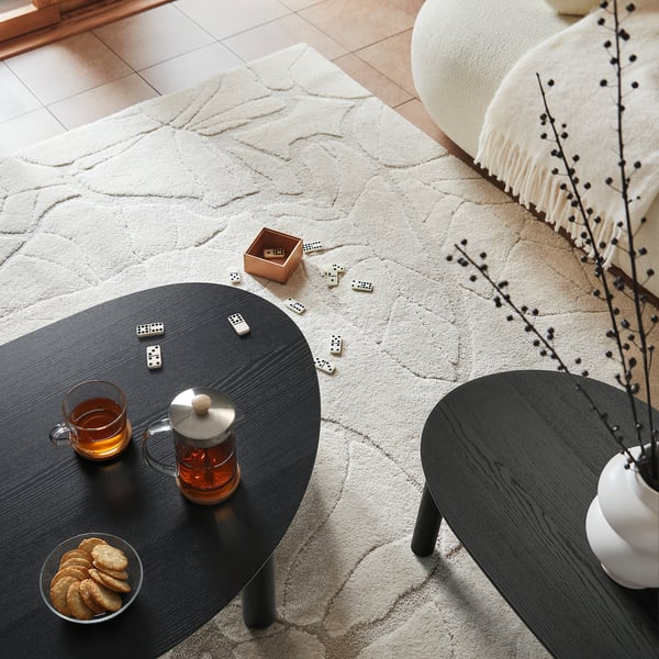 ÖRTRÄSK Nest of tables, set of 2, black ash veneer