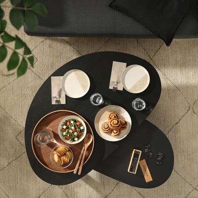 ÖRTRÄSK Nest of tables, set of 2, black ash veneer