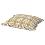 PARKOLVON yellow plaid pillowcase, 100% cotton, ruffled edges, square shape.