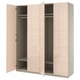 Beige PAX wardrobe with two open doors revealing empty shelves.