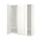 Option: White PAX wardrobe, open doors, simple storage.