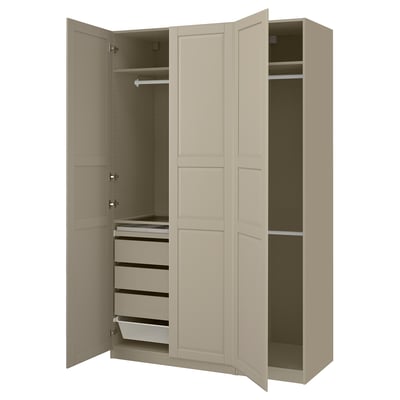 PAX / TYSSEDAL Wardrobe combination, grey-beige/grey-beige, 150x60x236 cm