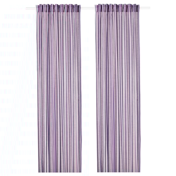 Praktklocka Curtains 1 Pair Lilac Striped Ikea