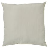 Light beige decorative pillow with subtle pattern, square-shaped, made from recycled polyester, machine washable.