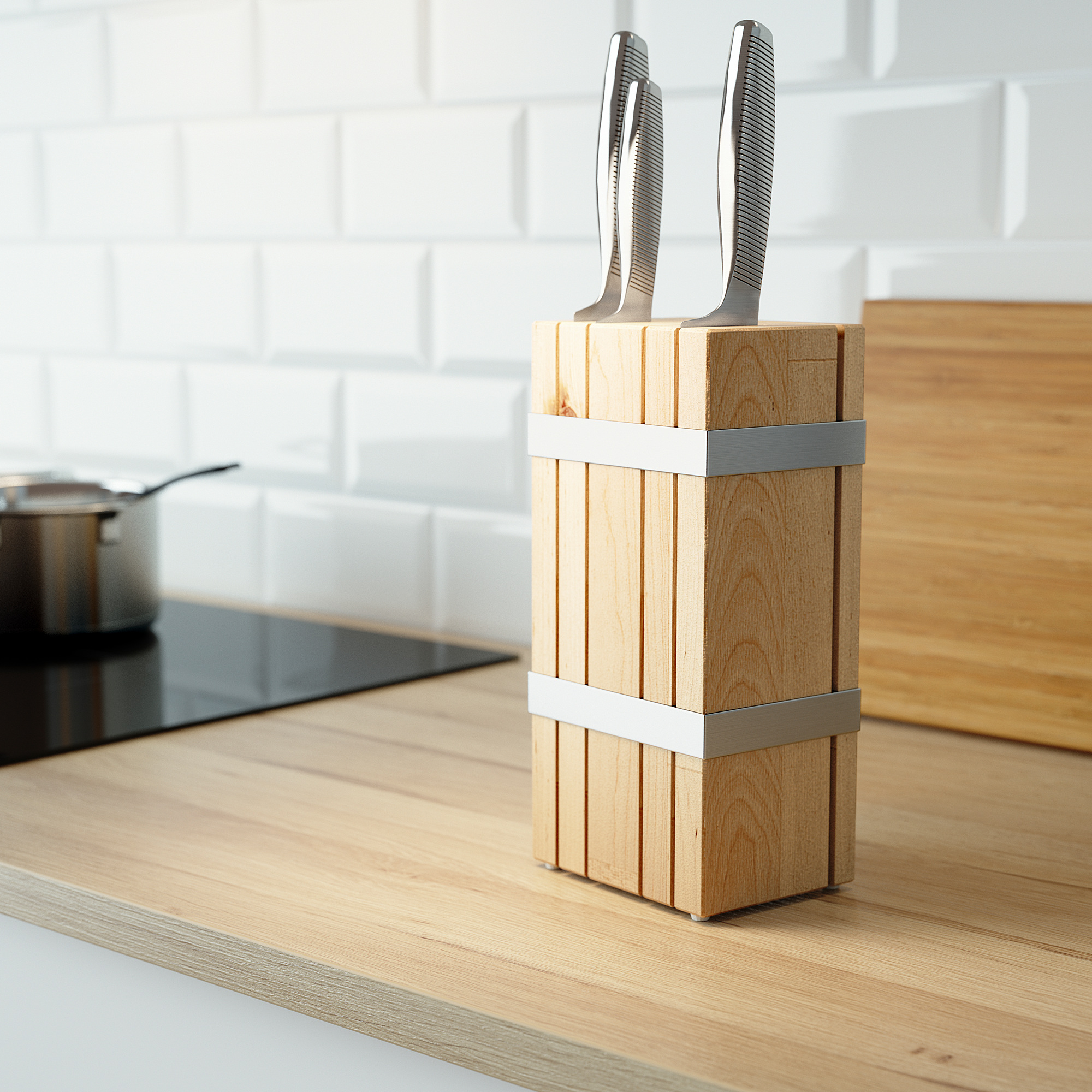 RETRÄTT Knife block, birch, Width 10 cm IKEA