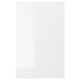 White, glossy RINGHULT kitchen cabinet door; sleek, rectangular design with smooth surface.