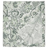 RODGERSIA green paisley flat sheet, cotton-viscose blend, rectangular with intricate floral pattern.