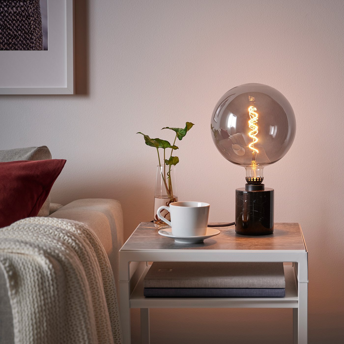 ROLLSBO LED bulb E27 200 lumen dimmable/globe grey clear glass IKEA