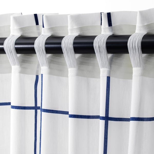 Rosalill Curtains 1 Pair White Blue Ikea