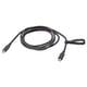 A black rundhilt usb-c charging cable with rubber connectors and a textile body, laid out straight.