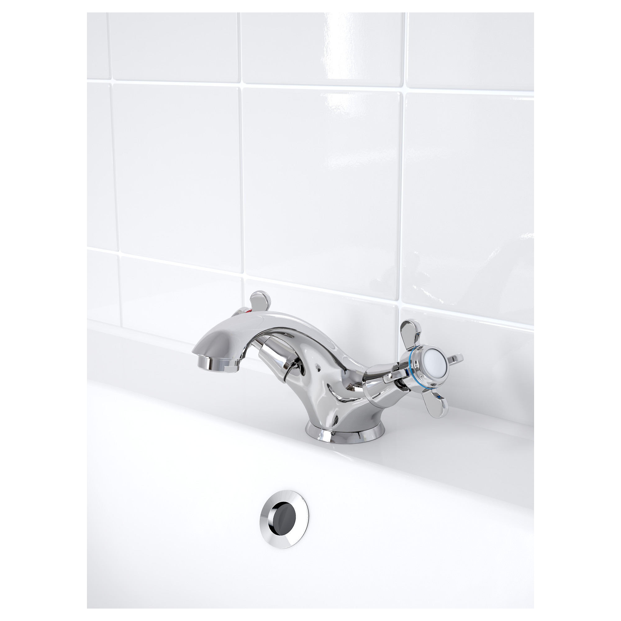 RUNSKÄR Washbasin mixer tap with strainer, chromeplated, Height 10