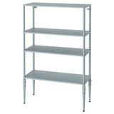 SÅGMÄSTARE: light blue metal shelving unit, classic design, 4 shelves, adjusted feet.