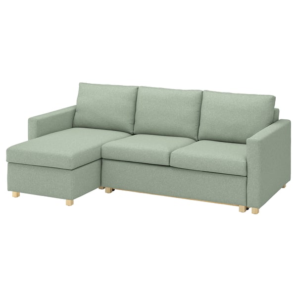 SALTSJÖBADEN Cover for 3-seat sofa-bed w chs lng, Gunnared light green