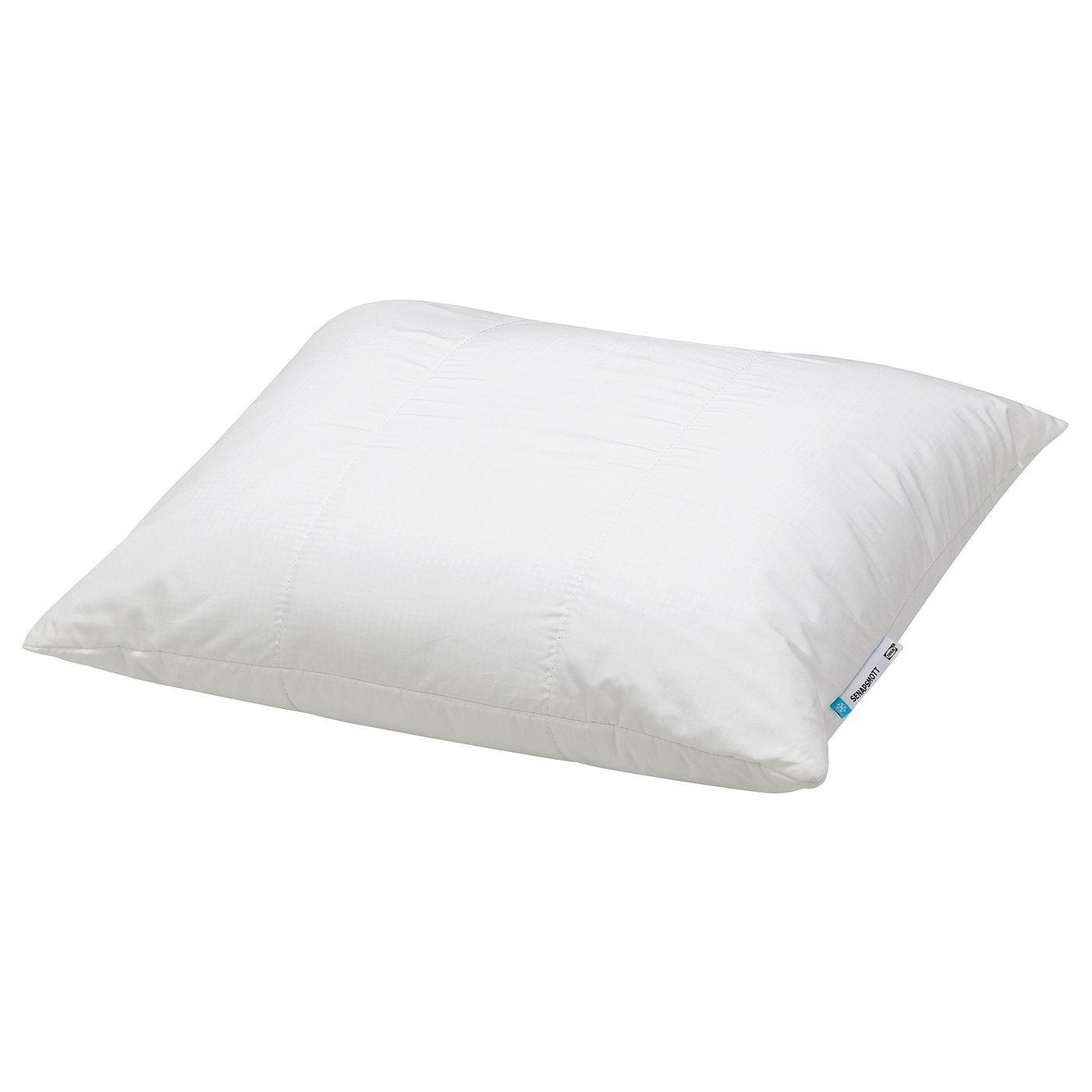 White pillow, square shape, SENAPSMOTT brand, cooling, polyester and cotton blend.