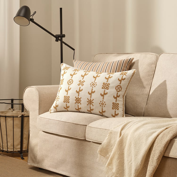 SIKELSÄCKMAL Cushion cover yellow/white IKEA