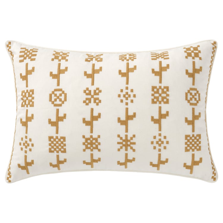 SIKELSÄCKMAL Cushion cover yellow/white IKEA