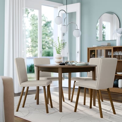 SKANSNÄS / TONSTAD Table and 4 chairs, brown beech/Fridtuna light beige brown oak effect, 115/170 cm