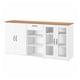 A white SKRUVBY cabinet with glass doors and wooden countertop.