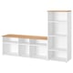 SKRUVBY white tv bench and bookcase, minimalist design, light wood top, open shelving, modern and clean storage.