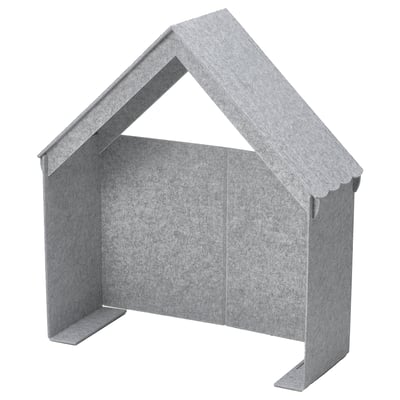 SLÄKT gray kids bed accessory, house-shaped, felt-covered.