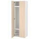 An open SMÅSTAD wardrobe in white and light wood. It has two shelves and a hanging rail, perfect for organizing clothes.