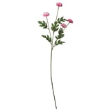 A SMYCKA artificial flower stem with pink flowers and green leaves, made with recycled materials.