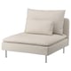 SÖDERHAMN chair, cream-colored, fabric-covered with chrome legs, square cushions, minimalist design.